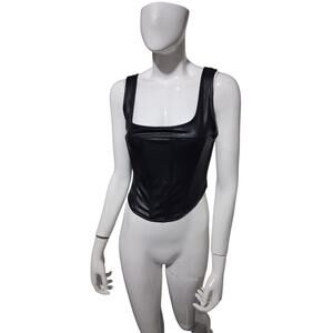 Avec Les Filles Women's size M Faux-Leather Whimsigoth Witchy Seamed Bustier Top